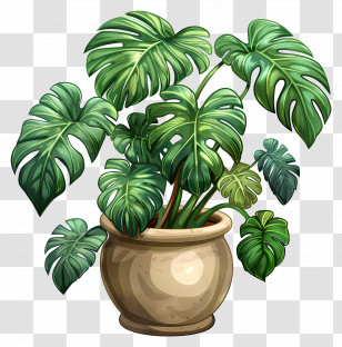 Monstera Leaf - Potted Monstera Plant With Ceramic Pot Transparent PNG