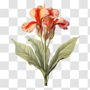 Canna Indica - Red Canna Flower Illustration Transparent PNG