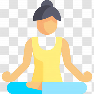 Meditation - Minimalist Illustration Of A Woman Meditating In Yellow Tank Top Transparent PNG