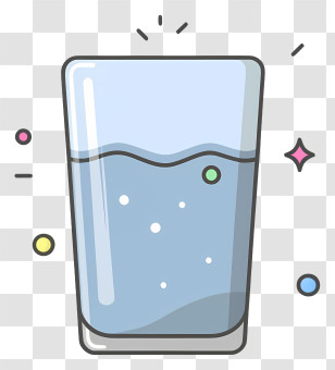 Cartoon Drawing - Glass Of Water With Bubbles Transparent PNG