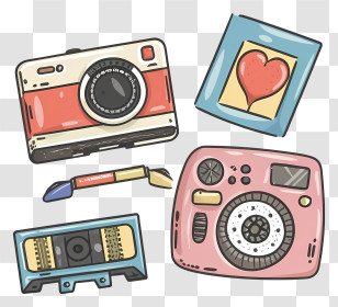 Vintage Cameras - Vintage Cameras And Photo Items Illustration Transparent PNG