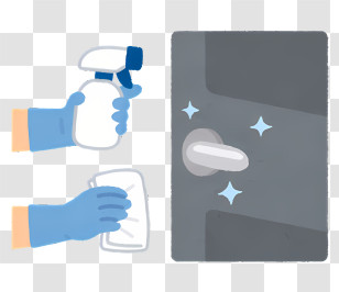 Icon - Clean Hands With Spray And Cloth On Door Handle Transparent PNG