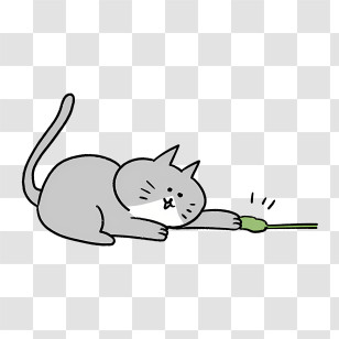Cartoon - Playful Cat With Toy In Flat Cartoon Style Transparent PNG