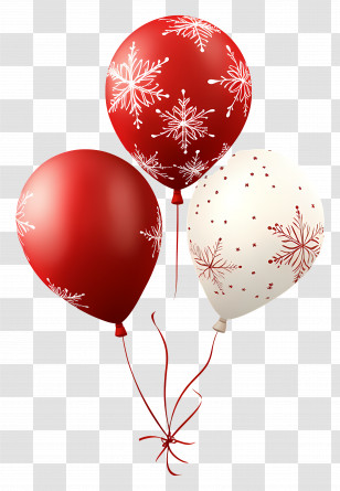 Christmas Balloons - Red And White Balloons With Snowflake Patterns Transparent PNG
