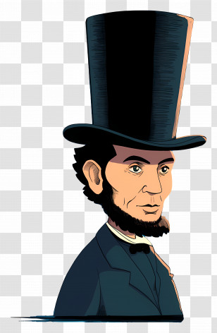 Abraham Lincoln - Man In Formal Suit With Tall Hat Illustration Transparent PNG