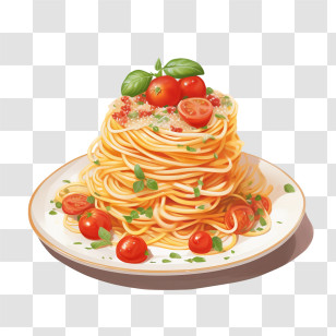 Spaghetti - Spaghetti With Tomatoes And Herbs Artwork Transparent PNG