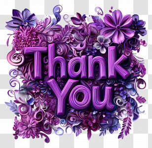 Thank You - Purple Thank You Card With Floral Design Transparent PNG