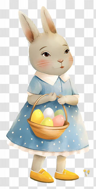 Watercolor Easter Bunny - Bunny Holding A Basket Of Eggs Transparent PNG