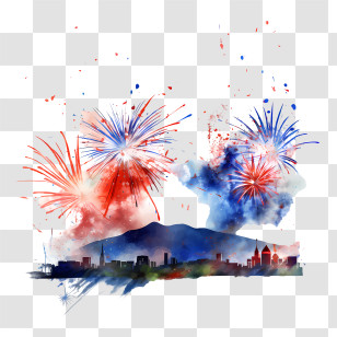 Costa Rica Independence Day - Colorful Fireworks Above City Skyline Transparent PNG