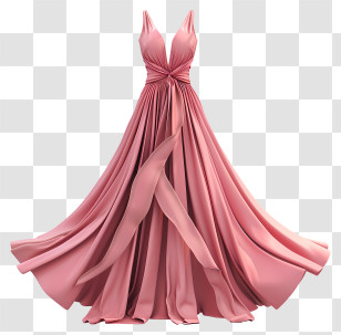 Maxi Gown - Elegant Flowing Pink Dress Transparent PNG