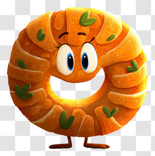Cartoon Bagel - Smiling Donut Cartoon Character Transparent PNG