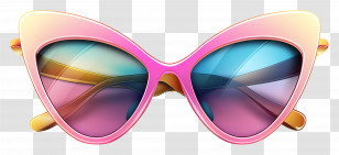 Girl Sunglasses - Colorful Cat Eye Sunglasses With Gradient Lenses Transparent PNG