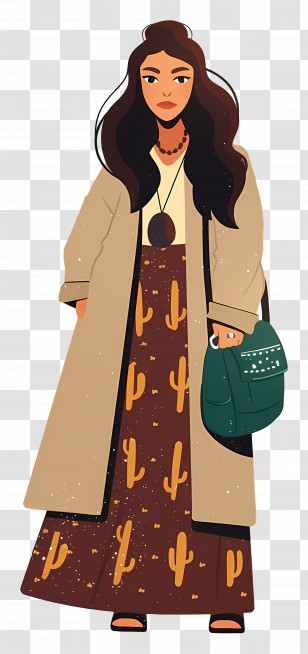 Bohemian Woman - Fashionable Woman In Stylish Outfit Transparent PNG
