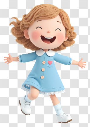 Little Girl Dancing - Joyful Girl In Blue Dress Transparent PNG