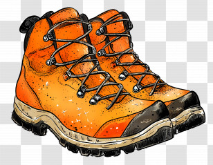 Hiking Shoes - Orange Hiking Boots With Laces Transparent PNG