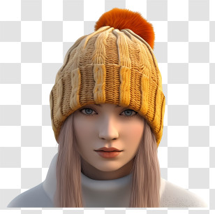 Knitted Beanie Hat - Woman In Yellow Beanie Hat Transparent PNG