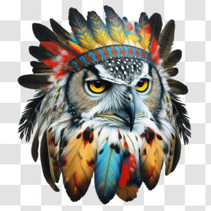 Abstract Owl - Colorful Owl With Feathers Illustration Transparent PNG