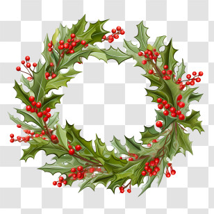 Christmas Holly Berries And Fir Wreath
 - Christmas Holly Wreath Decoration Transparent PNG