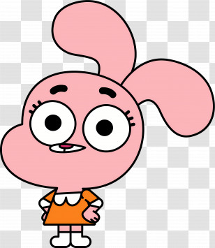 Cartoon Character - Cute Cartoon Bunny Character In Orange Dress Transparent PNG