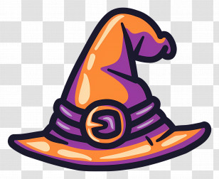 Halloween Cap - Colorful Witch Hat For Halloween Transparent PNG
