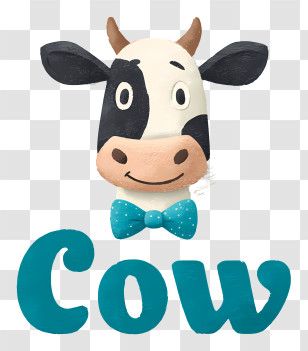 Cow Logo - Cute Cow Cartoon With Bow Tie Transparent PNG