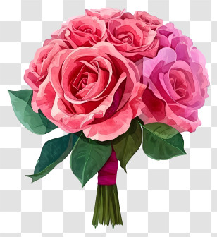 Watercolor Valentine Rose - Beautiful Bouquet Of Pink Roses Transparent PNG