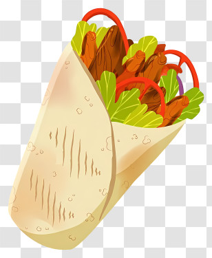 Shawarma Wrap - Handheld Chicken Wrap Illustration Transparent PNG