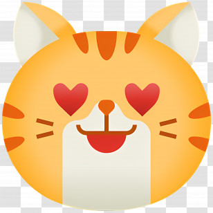 Cat Emoji - Loving Orange Cat Emoji Face Transparent PNG