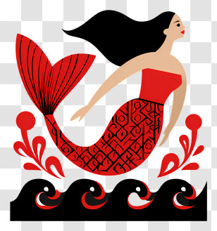 Little Mermaid Swimming - Red Mermaid With Decorative Tail Transparent PNG