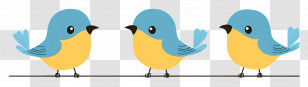 Birds Sitting On Wire - Cartoon Birds On A Line Transparent PNG