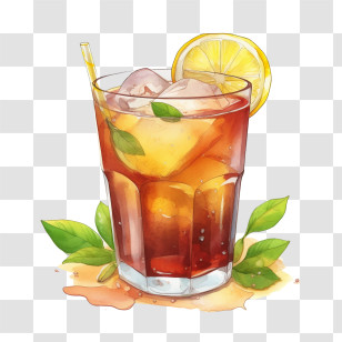 Ice Tea - Refreshing Iced Tea With Lemon Slice Transparent PNG