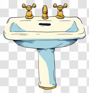 Porcelain Sink - Vintage Cartoon Sink With Gold Handles Transparent PNG