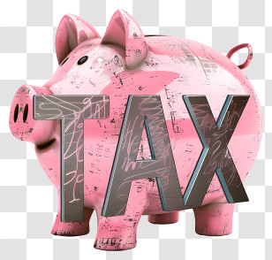 Tax - Piggy Bank With Tax Label Transparent PNG