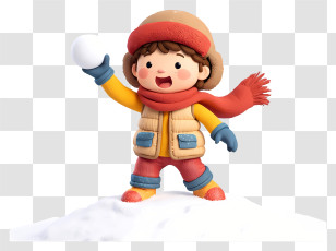 Winter Cartoon Boy - Little Kid Playing In Snow Transparent PNG