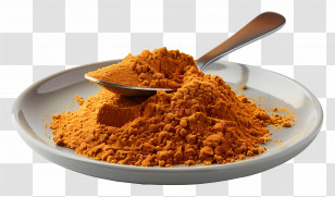 Masala Powder - Turmeric Powder On Plate With Spoon Transparent PNG