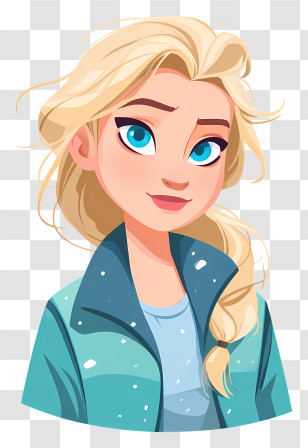 Elsa From Frozen - Blonde Woman In Teal Jacket Portrait Transparent PNG