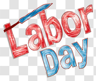 Labor Day - Labor Day Text In Playful Red And Blue Design Transparent PNG