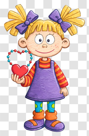 Rugrats Happy Mothers Day - Cute Girl Holding Heart Bracelet Transparent PNG