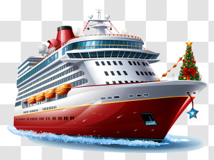 Emoji - Cruise Ship Decorated For Christmas Holiday Transparent PNG