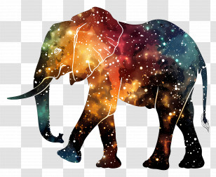 Elephant Silhouette - Galaxy Elephant Illustration Transparent PNG