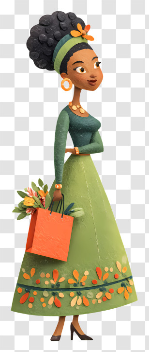 African Woman With Shopping Bag - Woman With Shopping Bag Transparent PNG