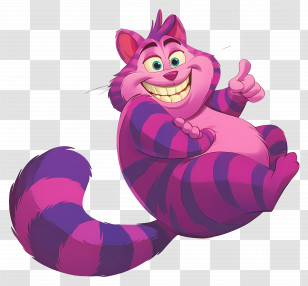 Cheshire Cat - Pink And Purple Striped Fantasy Cat Transparent PNG