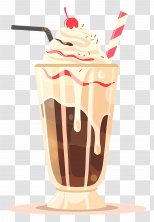 Chocolate And Vanilla Milkshake With Toppings - Chocolate And Vanilla Milkshake With Cream And Cherry Transparent PNG