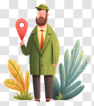 Businessman Finding Location - Man With Location Pin In Green Suit Transparent PNG