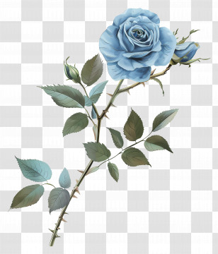 Blue Rose - Blue Rose Botanical Illustration Transparent PNG