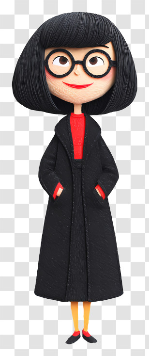 Edna Mode - Stylish Cartoon Woman With Glasses Transparent PNG