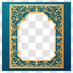 In The Style Of Tiffany Bozic - Golden Ornate Rectangular Frame Transparent PNG