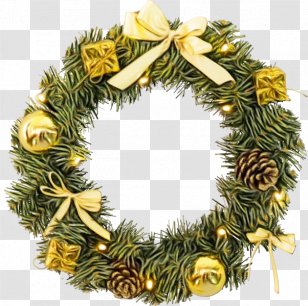 Watercolor Christmas Wreath - Twig - Oregon Pine Transparent PNG