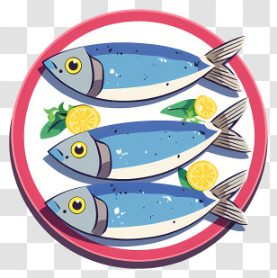 Sardines On Plate - Fish Dish With Lemon Illustration Transparent PNG