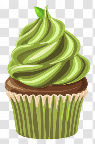 Matcha Cupcake - Green Frosted Cupcake Illustration Transparent PNG
